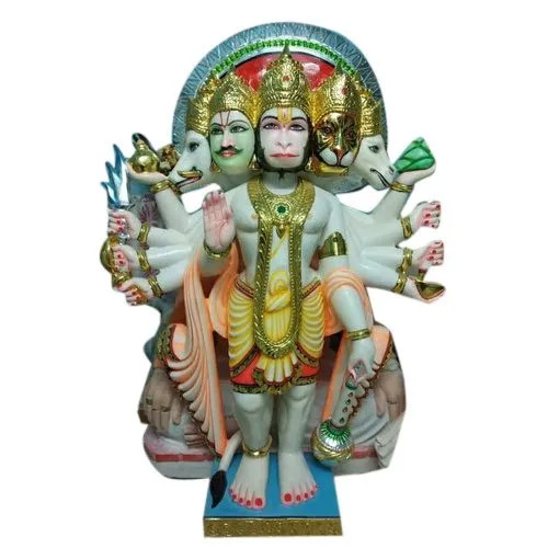 Marble Hanuman Statue - Color: Multicolor