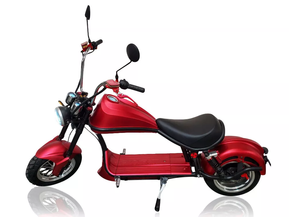 Metallic Red 2000W 60V Electric Harley Chopper Fat Tire Scooter Ebike 20Ah  - Features: Long Lasting Use