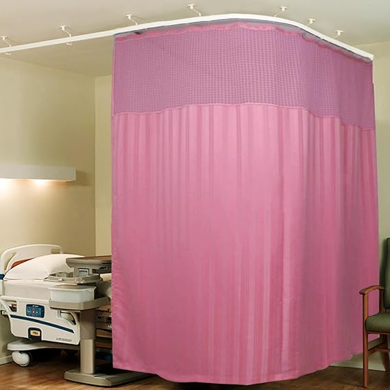 Lushomes Pink Net Polyester Hospital Curtains