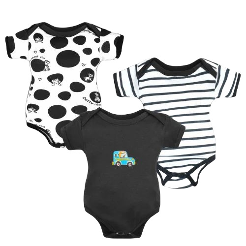 Black Cotton Baby Romper