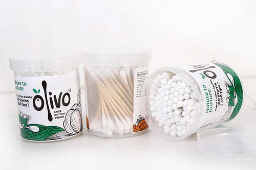 Paper Stick Cotton Ear Buds - Bud Color: White