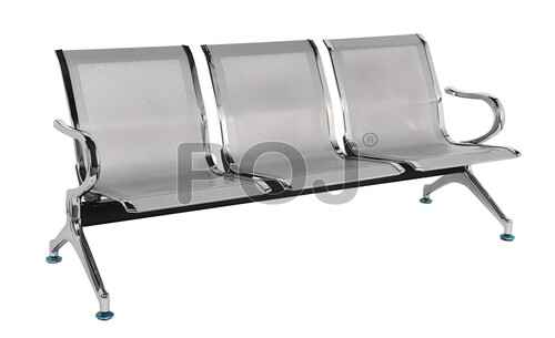 Steel 3 Seater Visitor Chair - Artwork: Carving