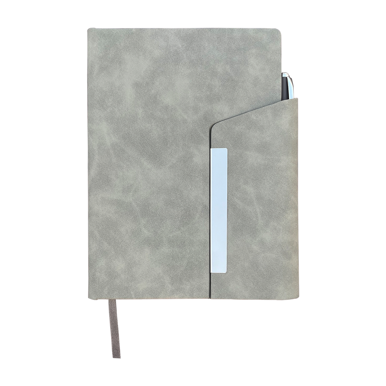 A 5 Dateless Hard Bound Magnetic Notebook With Pen - Material: Faux Leather