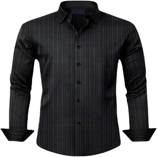 Mens Striped Black Shirt