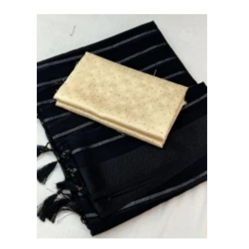 Plain Saree With Designer Blouse -Sunheri