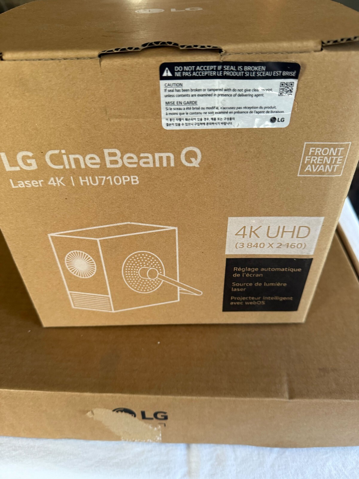 LG CineBeam Q HU710PB 4K Smart Portable Projector with Auto Screen Adjustment, Auto Focus, RGB Laser, Up to 154% DCI-P3