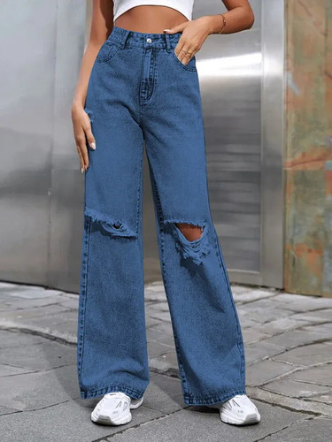 Women Ripped Jeans - Color: Blue
