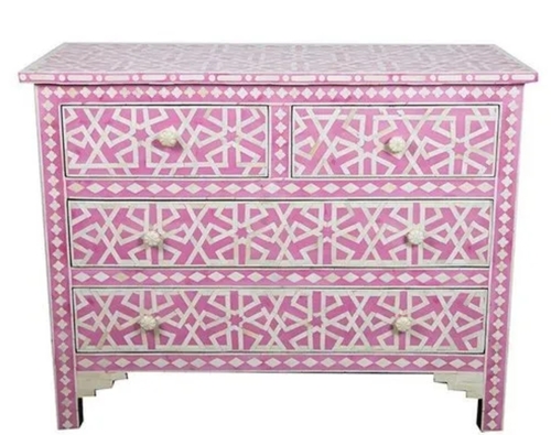Pink Bone Inlay Chest Drawer