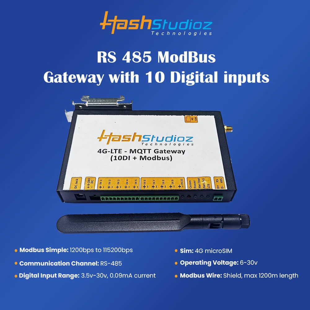 RS 485 4G LTE MQTT 10DI Modbus Gateway