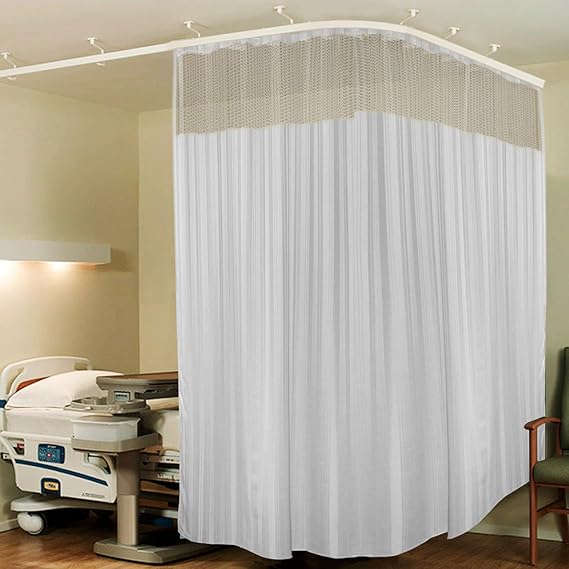 Lushomes White Shiny Hospital Curtains - Polyester 9x7 ft, Eco Friendly, Modern Design