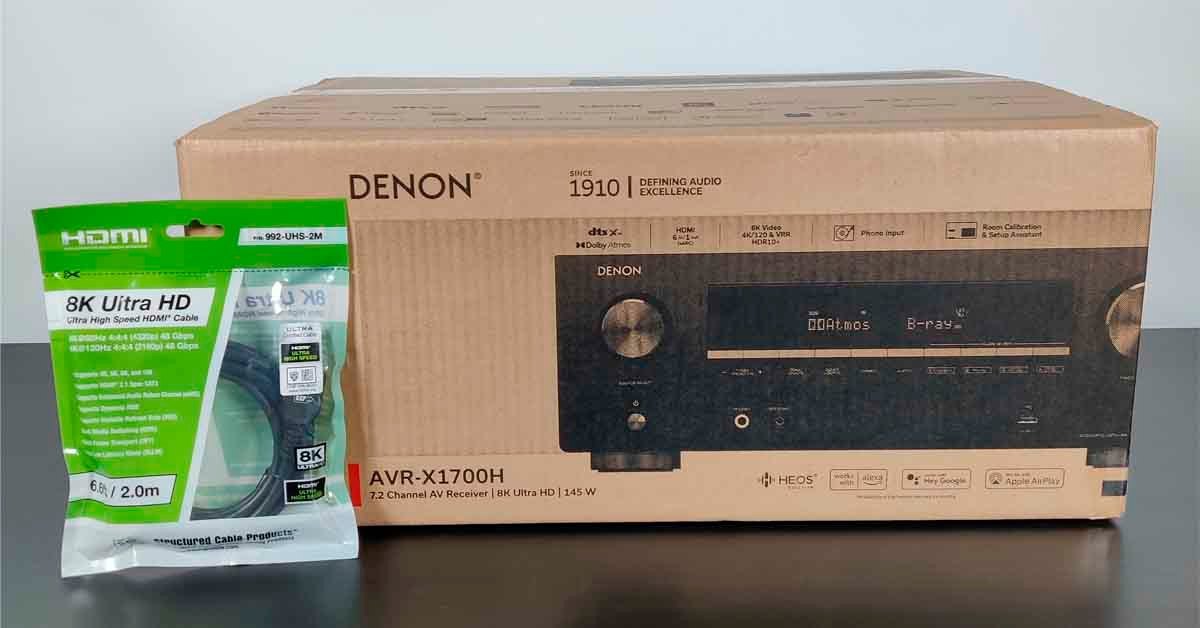 Denon AVR-X1700H 7.2 Channel AV Receiver - 80W/Channel, Advanced 8K HDMI Video w/eARC, Dolby Atmos, DTS:X, Built-in HEOS,