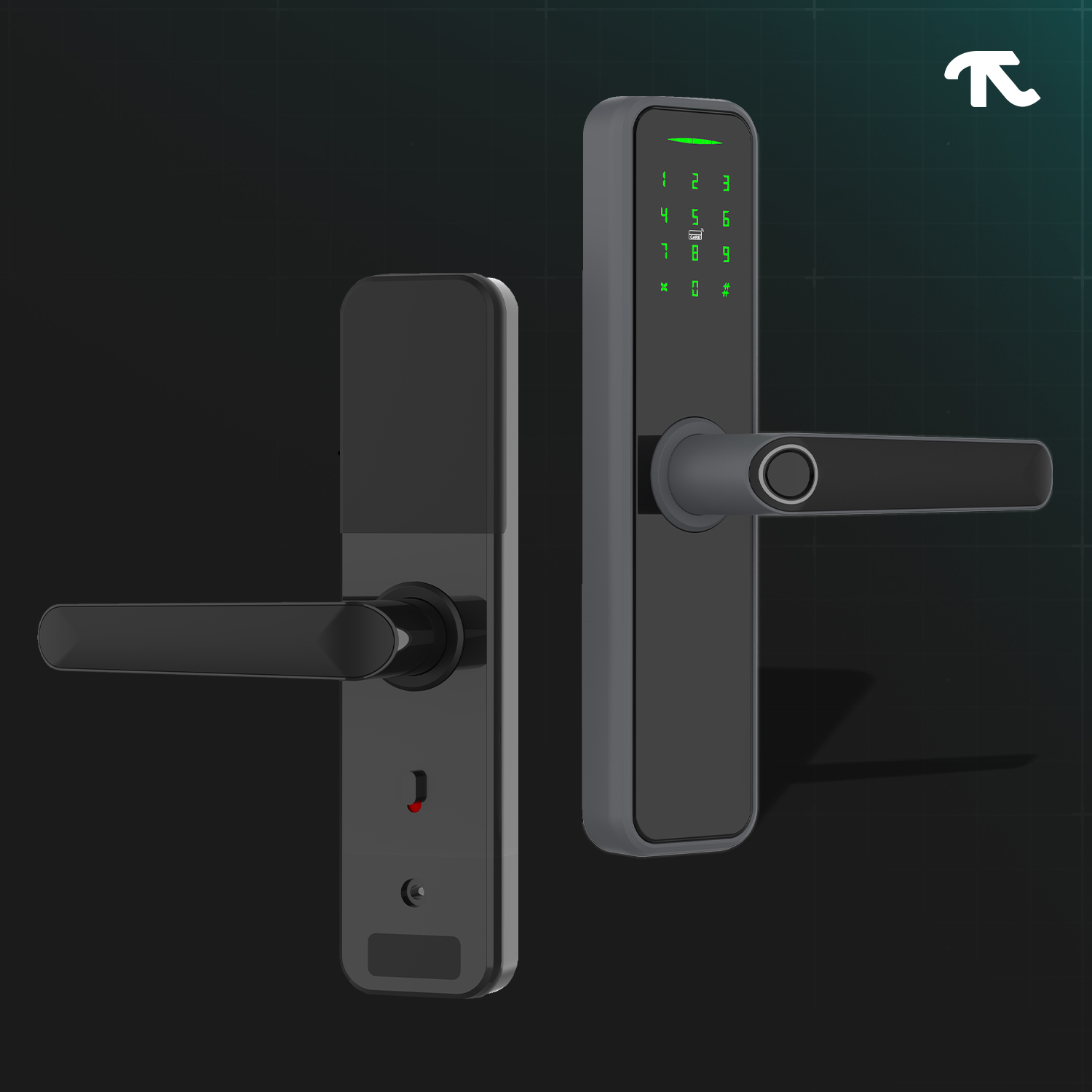 PAI Smart Door Lock(L1) | 7 Ways Unlocking Fingerprint, Password, Bluetooth, RFID Card, WiFi, Mechanical Key, OTP for Wooden Doors | Black Smart Door Lock with 2 Keys for Home Office Hotel (L1)
