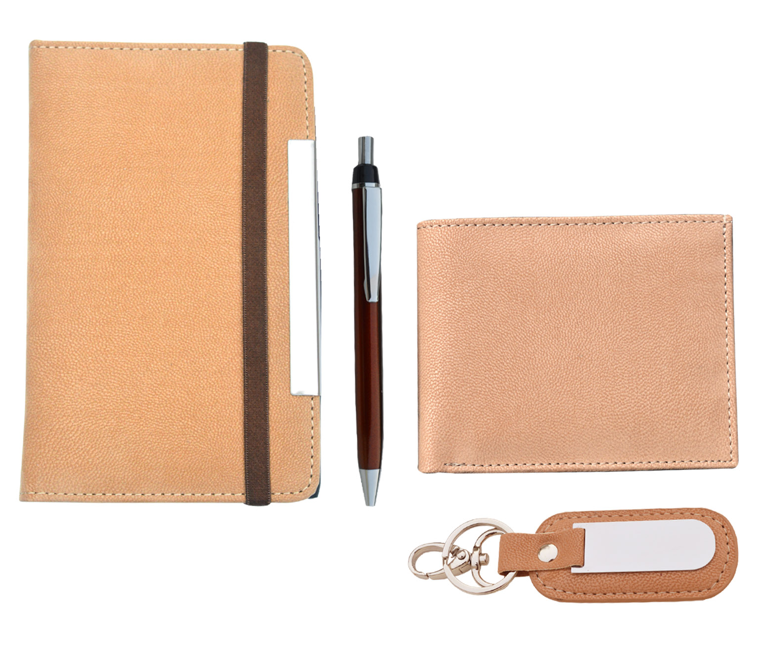 Set 1682 4-In-1 Combo Of B7 Notebook, Wallet, Key Ring & Metal Pen Gift