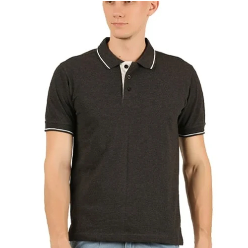 Short Sleeves Black Plain Poly Cotton Polo Full Sleeve T Shirt