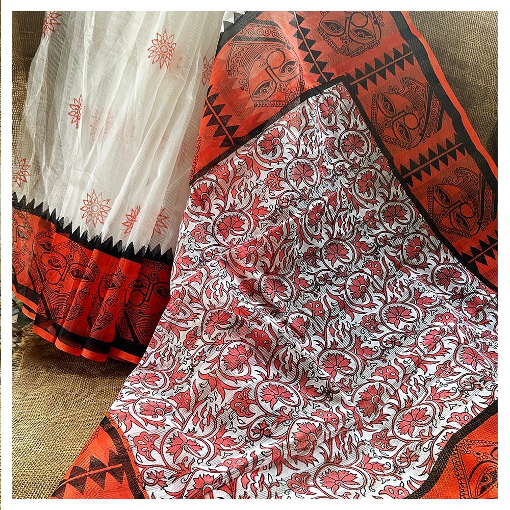 Handblock Print Chanderi Silk Saree (Set 6)