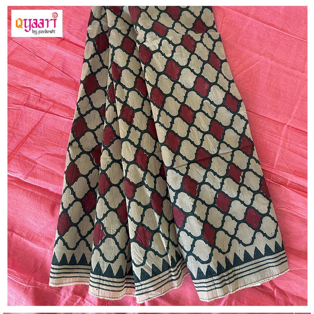 Handblock Print Chanderi Silk Kurti Material (2)