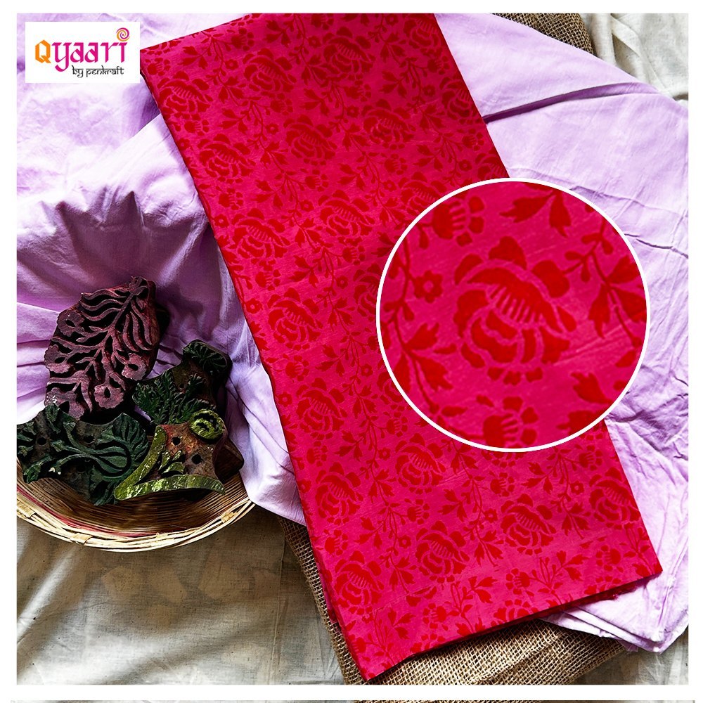 Handblock Print Chanderi Silk Kurti Material