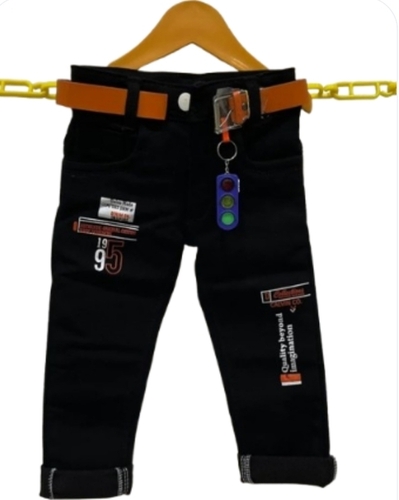 Kids Black Cotton Jeans