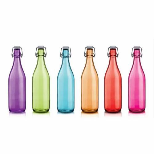 Multicolor Glass Water Bottle