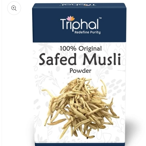 Safed Musli Powder - 99% Herbal Purity Various Sizes Available | Medicinal Use for Overall Health Long Shelf Life Quality Tested