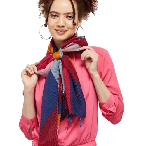 Polyester Printed Pleated Stole
