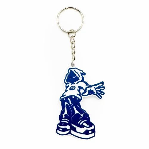 Rubber Keychain - Color: Blue And Golden