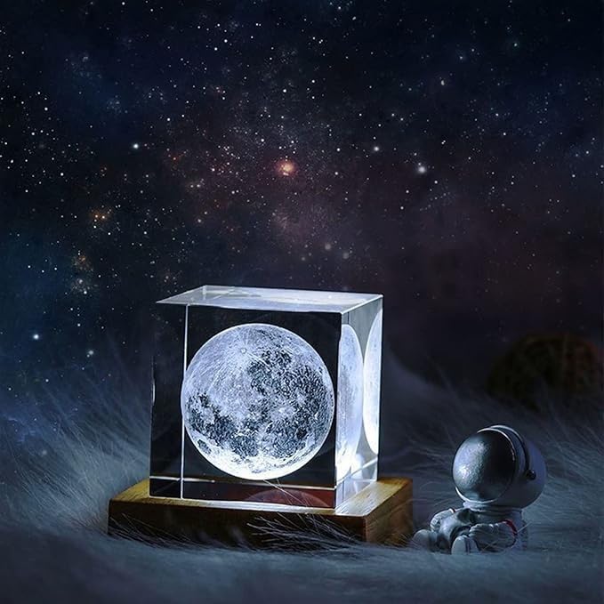 3d Moon Crystal Cube With Led Light