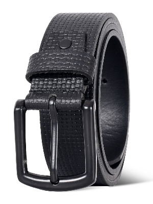 Cintura Uomo Lindenmann In Pelle Pieno Fiore XXL - Larga 4 Cm, Lunga Fino A 170 Cm, Con Fibbia Spazzolata - Nero
