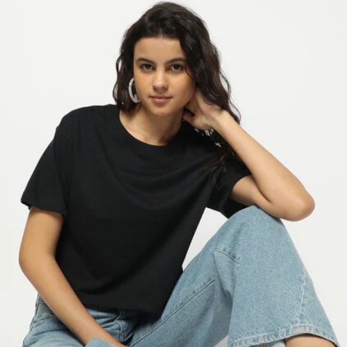 Women Plain O Neck T-shirt