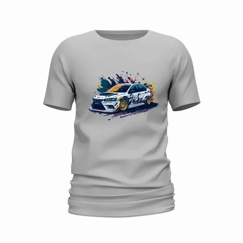 Grey Printed Men Cotton T Shirt