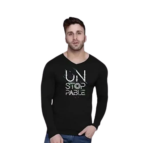 Men Cotton Full Sleeve V Neck T Shirt
