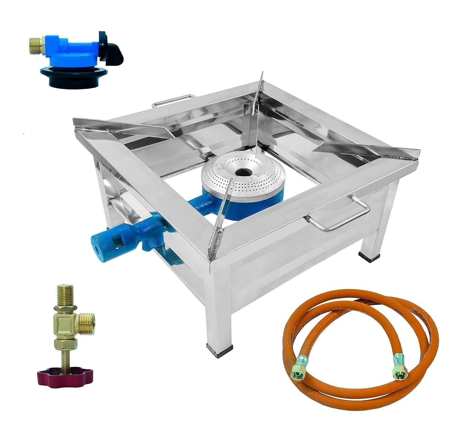 Stainless Steel Single Flame Bhatti Gas Stove - Gas Type: Lpg
