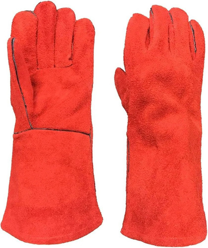 Red Leather Welding Glove - Color: Na