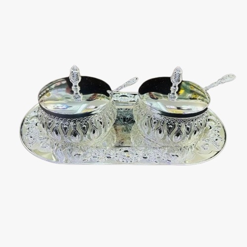 Silver Bowl Spoon And Tray Gift Set