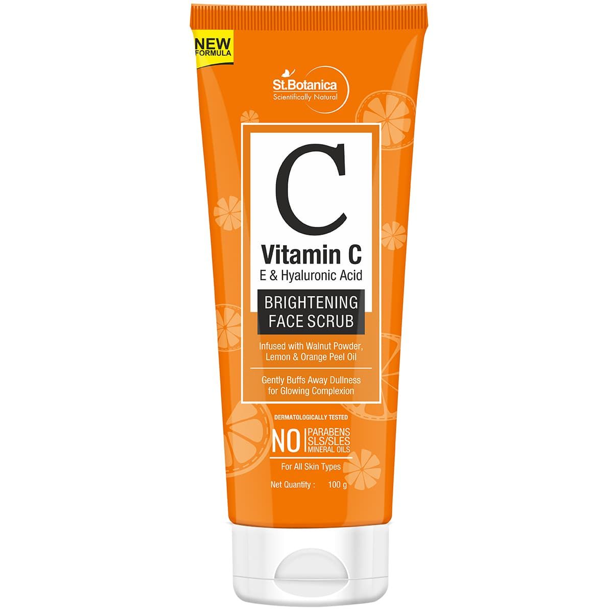 St. Botanica Vitamin C, E & Hyaluronic Acid Brightening Face Scrub (100 Gms) - Packaging Size: 100 Ml