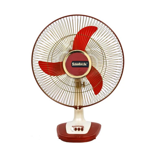 16 Inch Sunny Table Fan - Color: Red And White