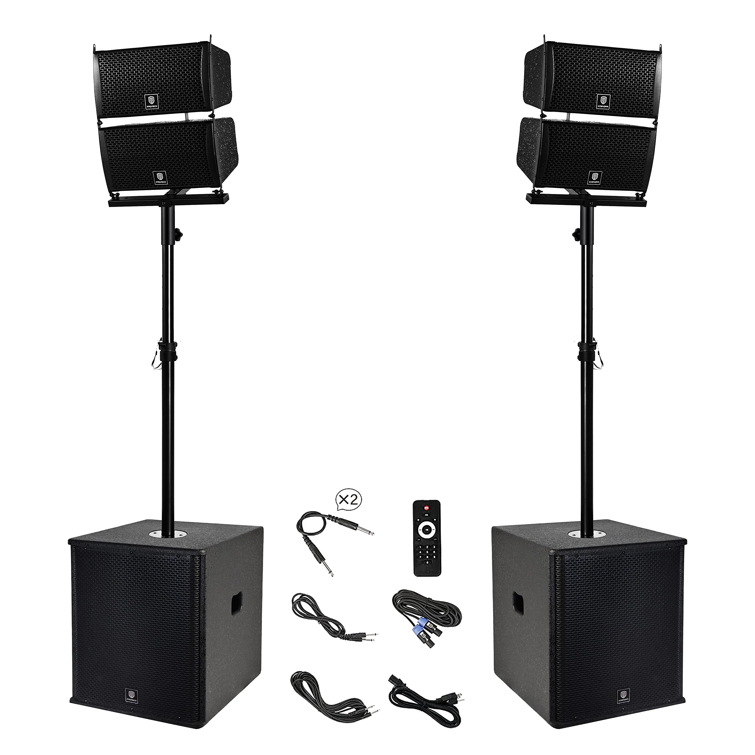 Proreck 15 Inch Line Array Pa Dj Speaker System 6000W P.M.P.O Subwoofer Combo - Cabinet Material: Wooden
