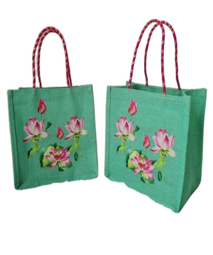 Floral Print Jute Bag