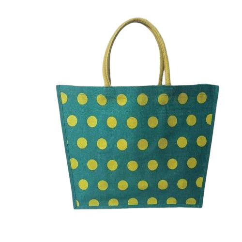Green Printed Jute Shopping Bag
