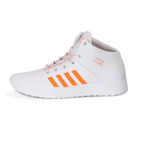 Mens White And Orange Sneaker Shoes