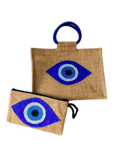 Evil Eye Printed Jute Bags