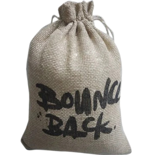 Printed Jute Drawstring Pouch Bag