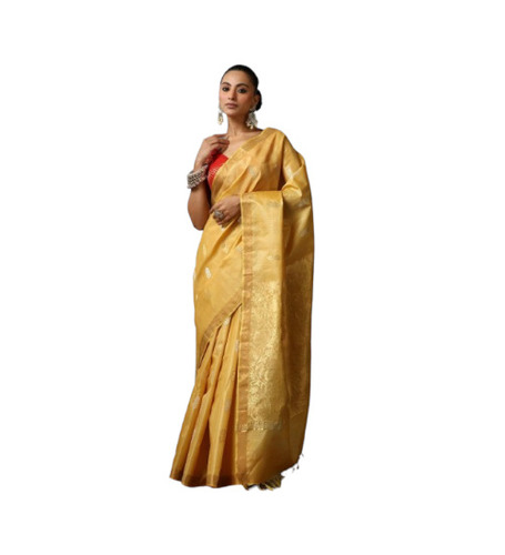 Handwoven Kosa Silk Marigold Saree