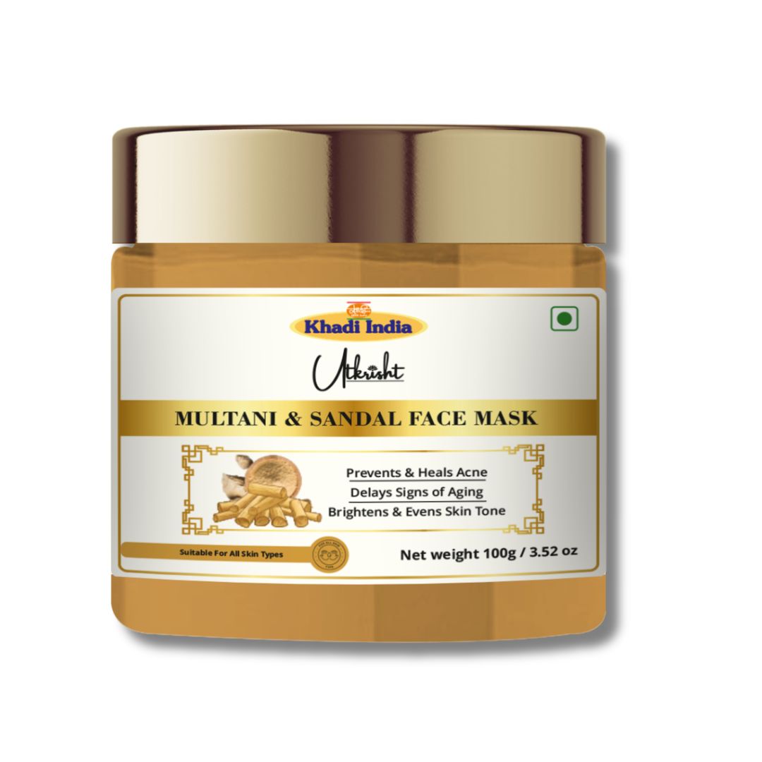 Utkrisht Khadi Multani Mitti & Sandal Face Mask 100G - Best For: Daily Use