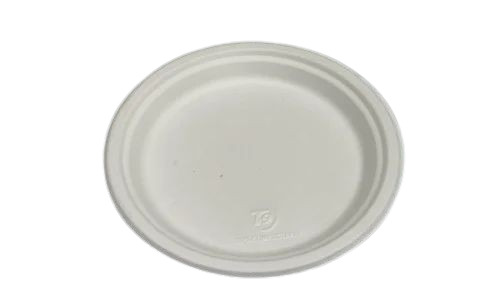 6 Inch White Plain Round Bagasse Plates