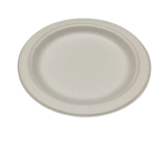 7 Inch Round White Bagass Plate