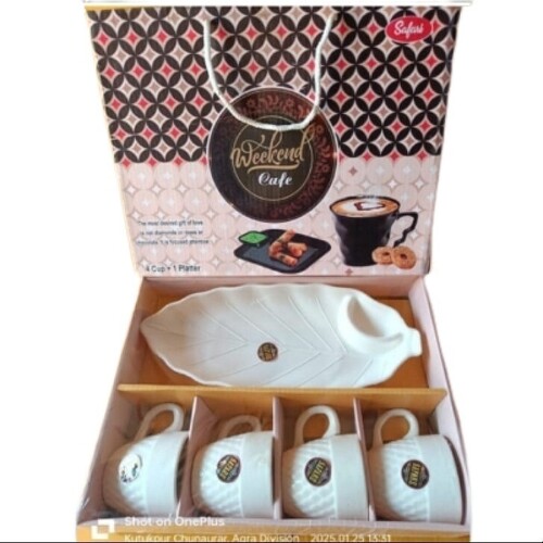 Tea Cup With Platter Set - Color: White