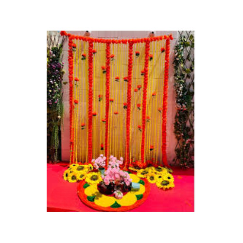 Red Marigold Wedding Backdrop