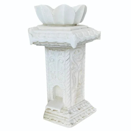 White Makrana Marble Tulsi Stand