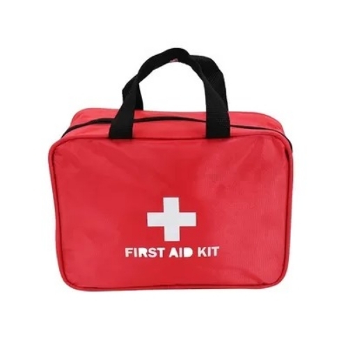 First Aid Kit - Plastic, Large Size | Red Color, 13 Items Included, Solid Form, Rectangular Shape, Reusable, Suitable for Medical Applications